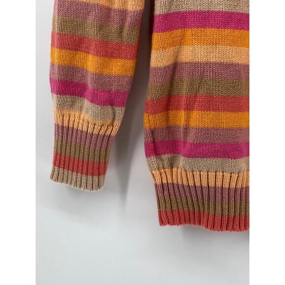 LIZ CLAIBORNE Women's Pink-Orange Striped Knit Button Mock-Neck Sweater SZ M - Picture 6 of 10